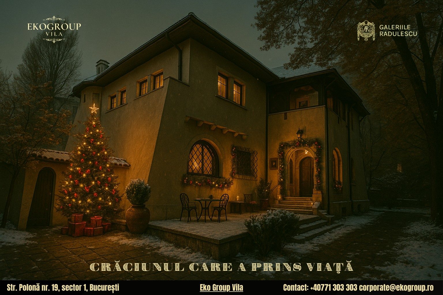 Poveste de Crăciun în stilul anilor ’30: Eleganța interbelică la fosta Casă Tătărăscu, azi Eko Group Vila 1 Poveste de Crăciun în stilul anilor ’30: Eleganța interbelică la fosta Casă Tătărăscu, azi Eko Group Vila