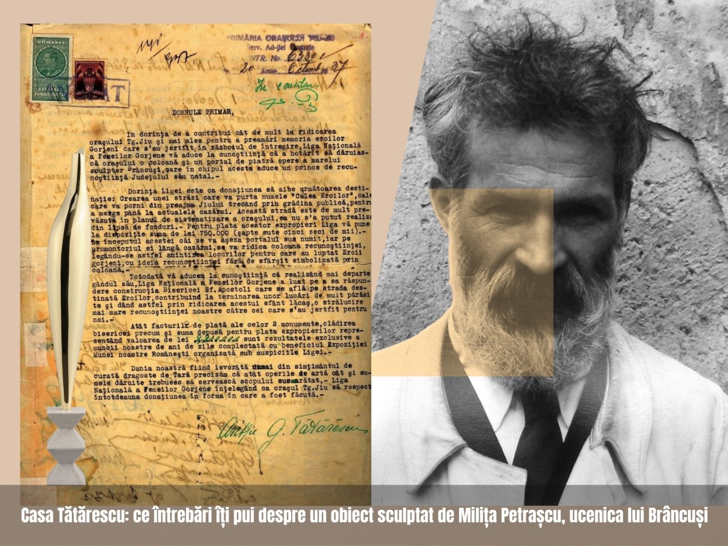 Casa Tătărescu: ce întrebări îți pui despre un obiect sculptat de Milița Petrașcu, ucenica lui Brâncuși